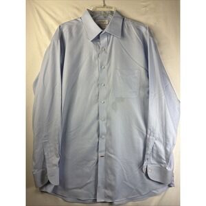 Cremieux Mens Luxury 120s Prima Cotton Dress Shirt 17/35 Blue
